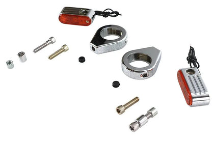 Wyatt Gatling 12-6047S Chrome 39mm Fork Clamp-On Turn Signal Kit with Amber Lens by Wyatt Gatling