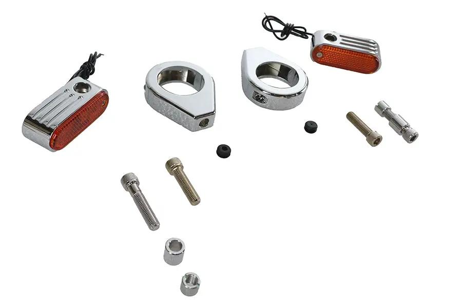 Wyatt Gatling 12-6047S Chrome 39mm Fork Clamp-On Turn Signal Kit with Amber Lens by Wyatt Gatling