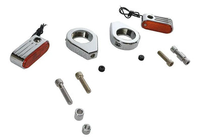 Wyatt Gatling 12-6047S Chrome 39mm Fork Clamp-On Turn Signal Kit with Amber Lens by Wyatt Gatling