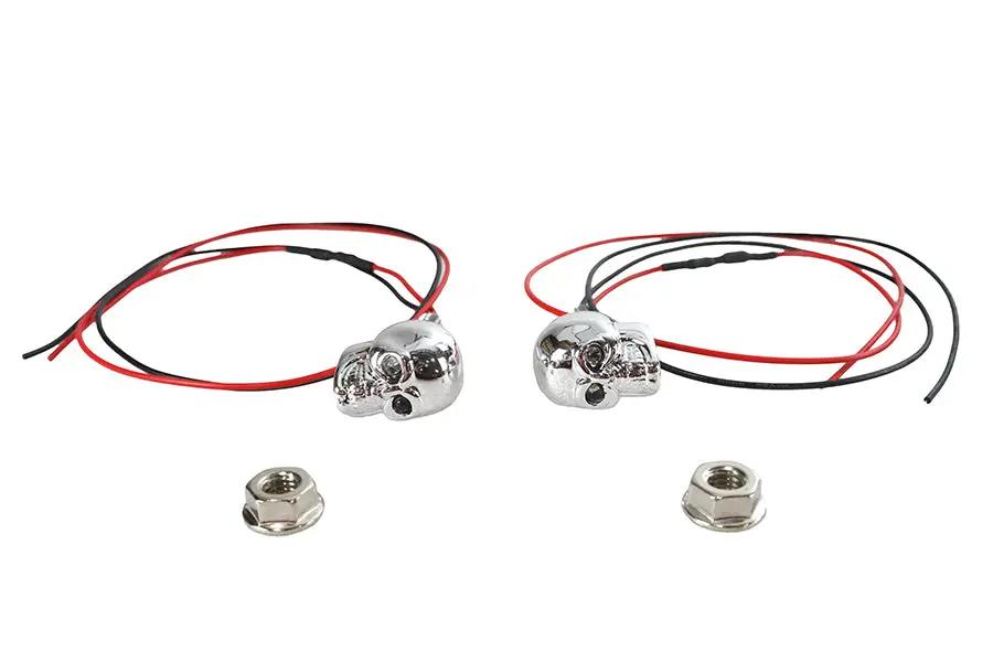 Wyatt Gatling License Plate Frame Skull Bolt Set with Red LEDs – Chrome Finish by Wyatt Gatling
