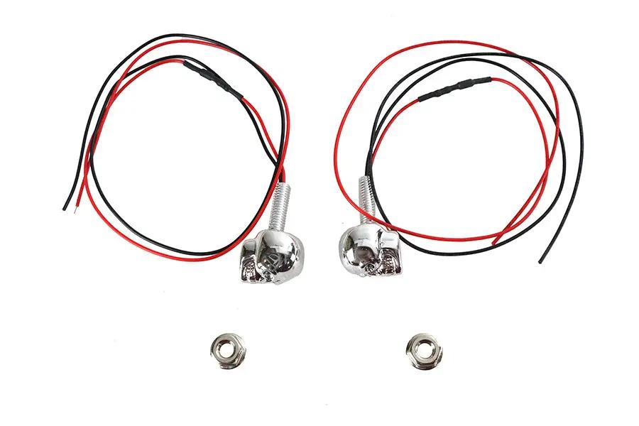 Wyatt Gatling License Plate Frame Skull Bolt Set with Red LEDs – Chrome Finish by Wyatt Gatling