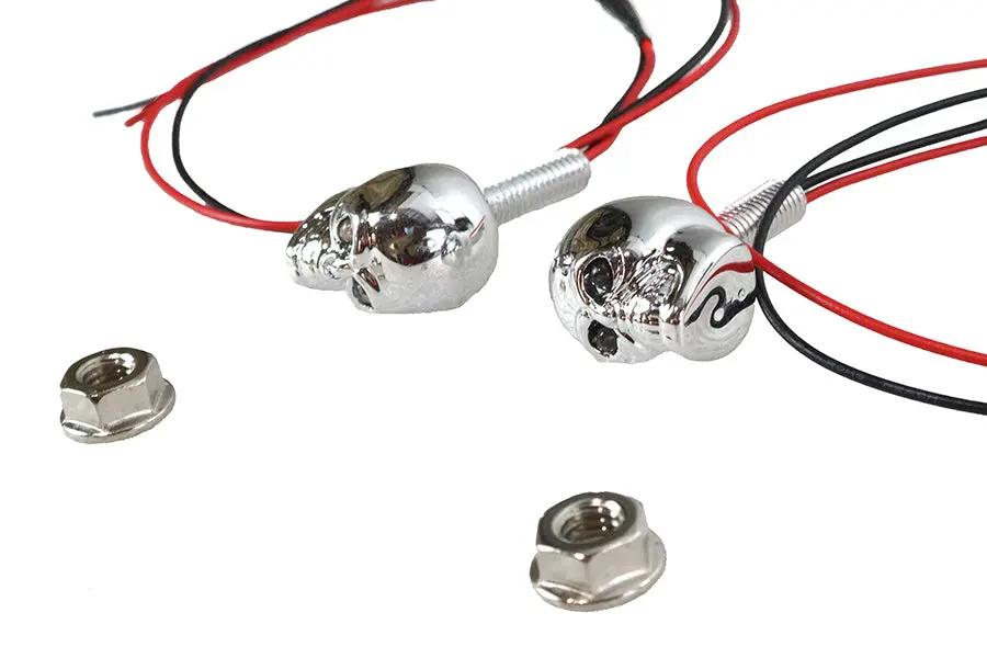 Wyatt Gatling License Plate Frame Skull Bolt Set with Red LEDs – Chrome Finish by Wyatt Gatling