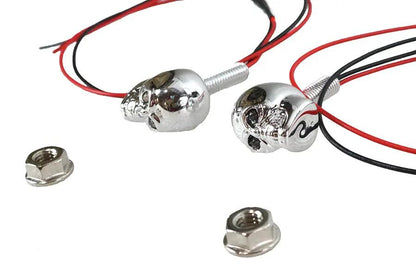 Wyatt Gatling License Plate Frame Skull Bolt Set with Red LEDs – Chrome Finish by Wyatt Gatling