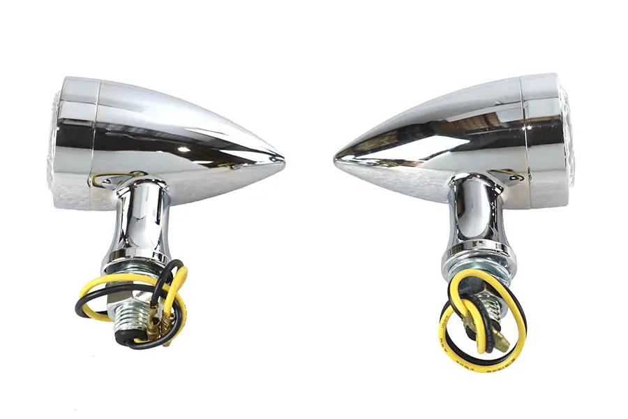 Wyatt Gatling LED Bullet Marker Lamp Set Chrome - 2-3/4 Inch Decorative Signal Lights by Wyatt Gatling