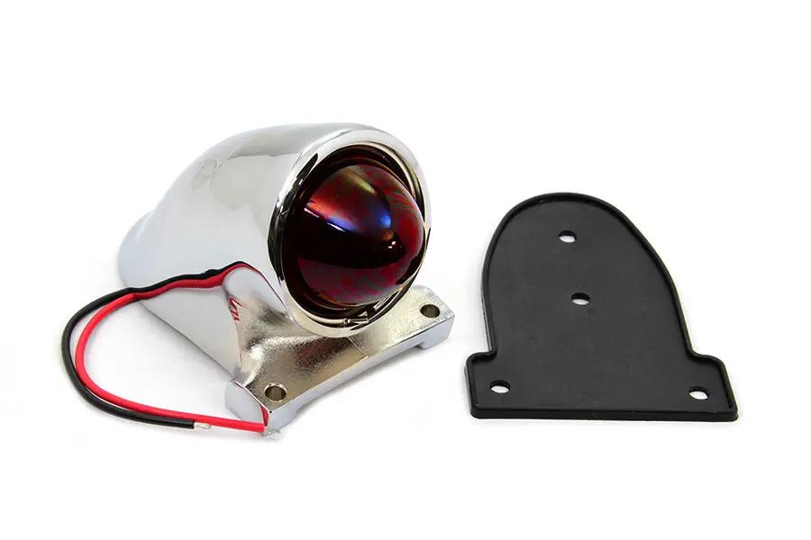 Wyatt Gatling Chrome PK Style Tail Lamp with Red Glass Lens and 12V Bulb by Wyatt Gatling
