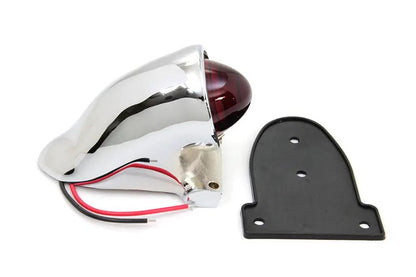Wyatt Gatling Chrome PK Style Tail Lamp with Red Glass Lens and 12V Bulb by Wyatt Gatling