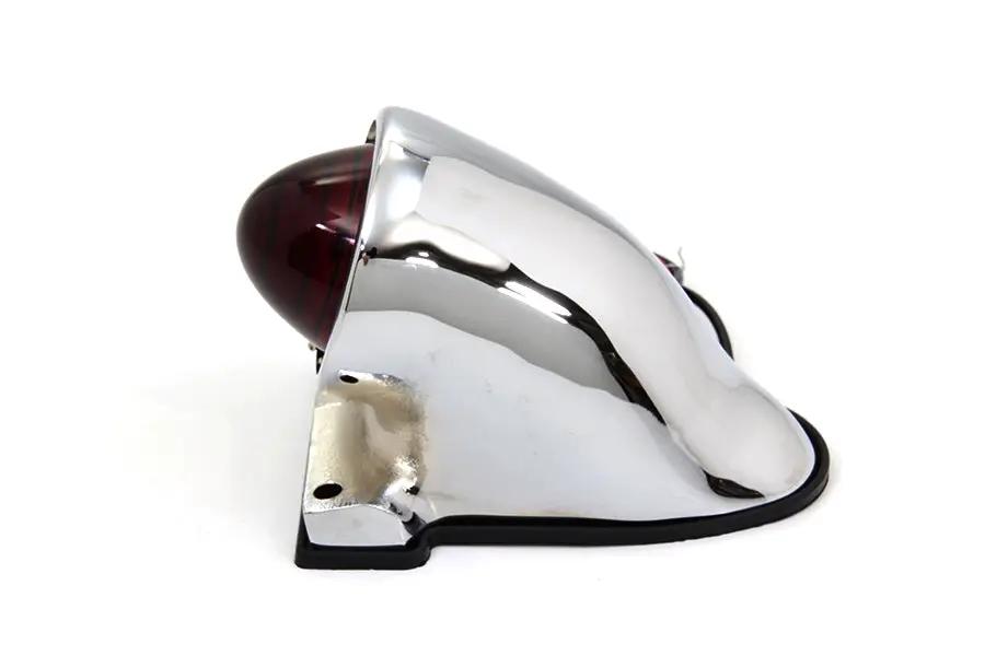 Wyatt Gatling Chrome PK Style Tail Lamp with Red Glass Lens and 12V Bulb by Wyatt Gatling