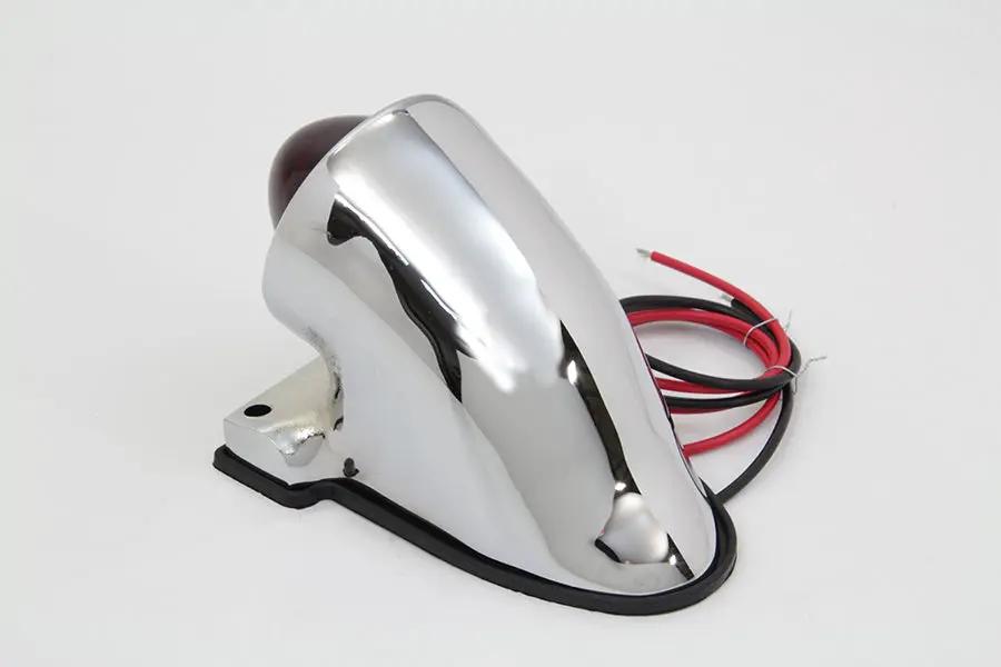 Wyatt Gatling Chrome PK Style Tail Lamp with Red Glass Lens and 12V Bulb by Wyatt Gatling