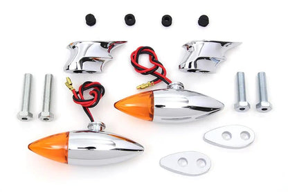 Wyatt Gatling Chrome Torpedo Bullet Style Marker Lamp Set (Part No. ST80125) by Wyatt Gatling