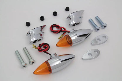 Wyatt Gatling Chrome Torpedo Bullet Style Marker Lamp Set (Part No. ST80125) by Wyatt Gatling