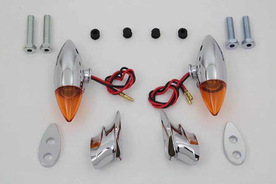 Wyatt Gatling Chrome Torpedo Bullet Style Marker Lamp Set (Part No. ST80125) by Wyatt Gatling