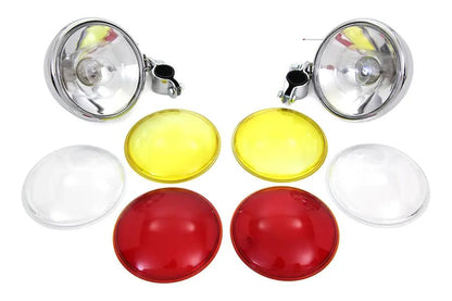 V-Twin Chrome Spotlamp Set with Extra Lenses for Harley Davidson FL (1949-1958) by V-Twin
