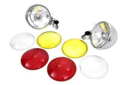 V-Twin Chrome Spotlamp Set with Extra Lenses for Harley Davidson FL (1949-1958) by V-Twin