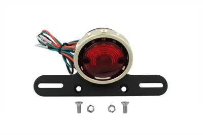 Wyatt Gatling Part 63354A Round Tail Lamp Assembly Bobber Style with Brass Anodized Bezel and Universal Mounting Bracket by Wyatt Gatling