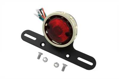 Wyatt Gatling Part 63354A Round Tail Lamp Assembly Bobber Style with Brass Anodized Bezel and Universal Mounting Bracket by Wyatt Gatling