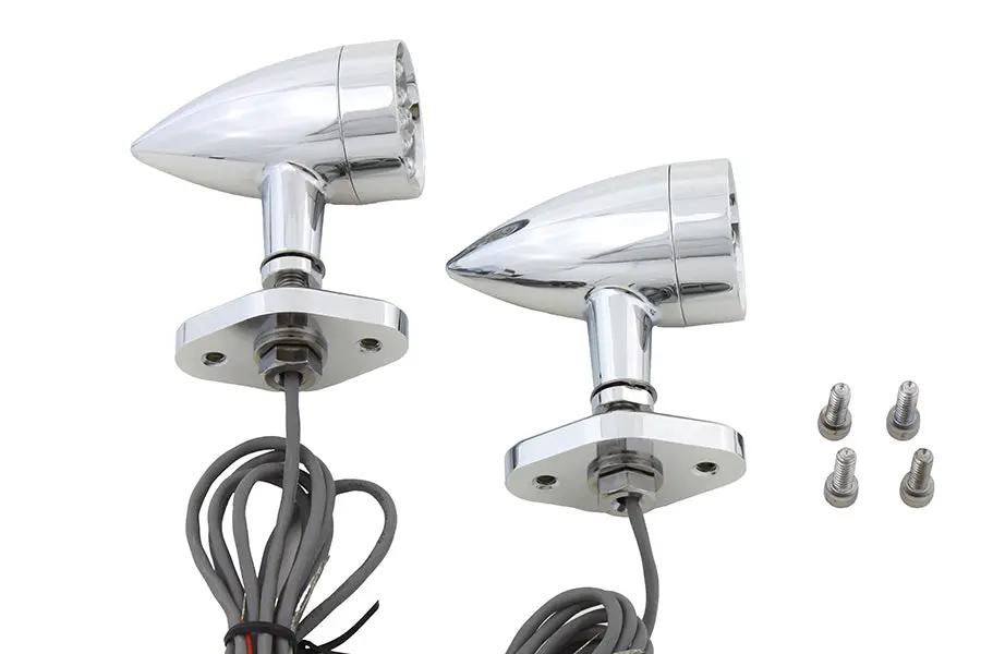 Wyatt Gatling Turn Signal Set Bullet Amber with Mount Base (Part #76529) by Wyatt Gatling
