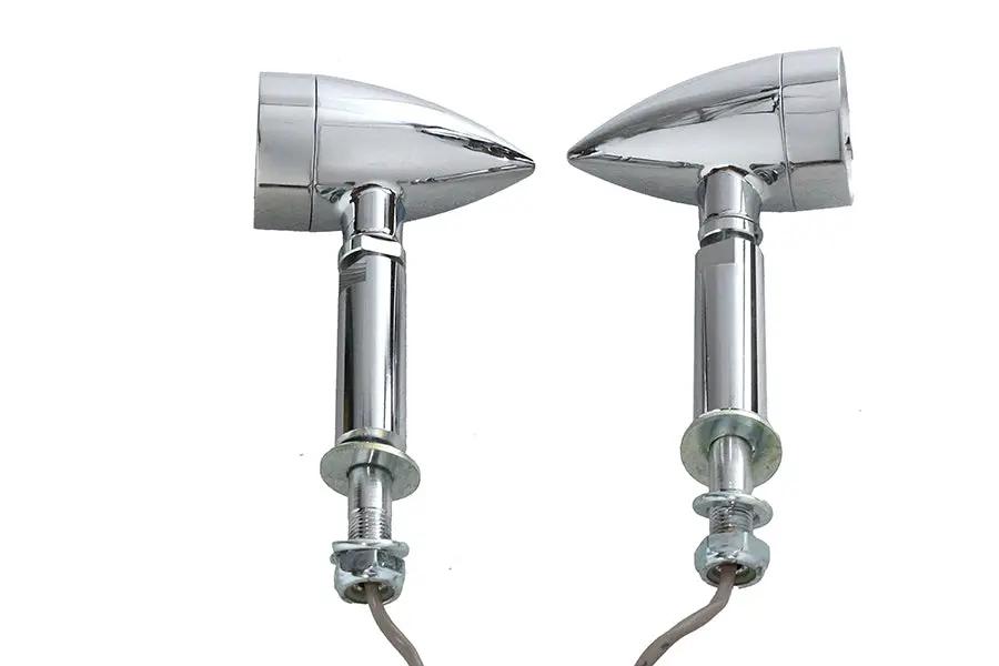 Wyatt Gatling Turn Signal Set Bullet Red with Long Stud – 3-Wire Motorcycle Turn Signal Kit by Wyatt Gatling