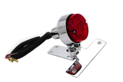 Wyatt Gatling Chrome Universal Tail Lamp with Red Plastic Lens and Bracket – Part Number ST-80082 by Wyatt Gatling