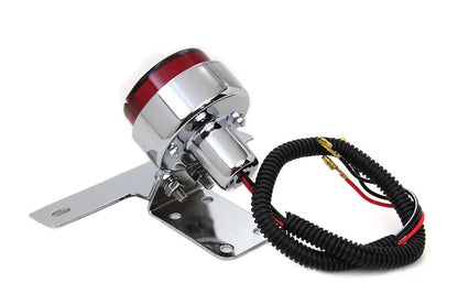 Wyatt Gatling Chrome Universal Tail Lamp with Red Plastic Lens and Bracket – Part Number ST-80082 by Wyatt Gatling