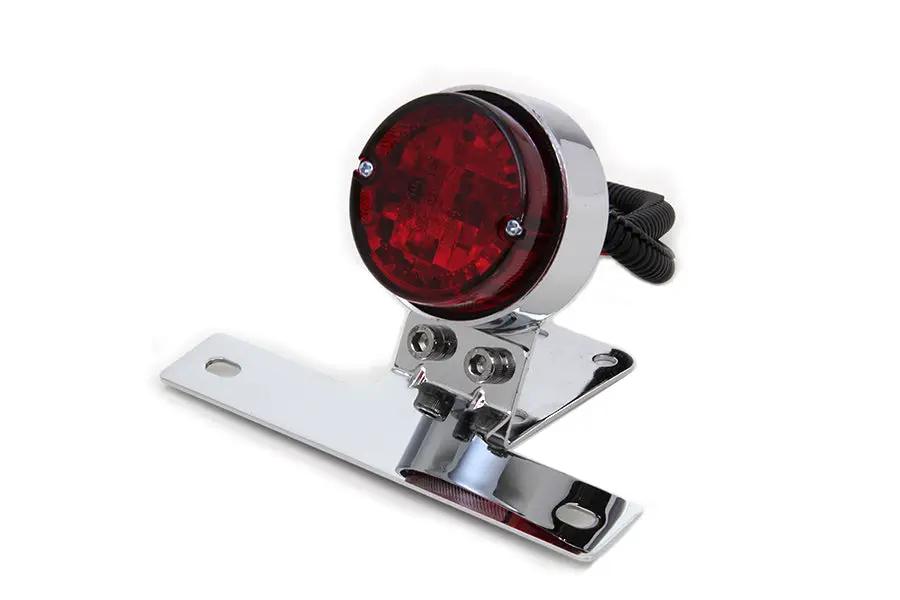 Wyatt Gatling Chrome Universal Tail Lamp with Red Plastic Lens and Bracket – Part Number ST-80082 by Wyatt Gatling