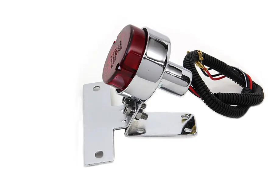 Wyatt Gatling Chrome Universal Tail Lamp with Red Plastic Lens and Bracket – Part Number ST-80082 by Wyatt Gatling