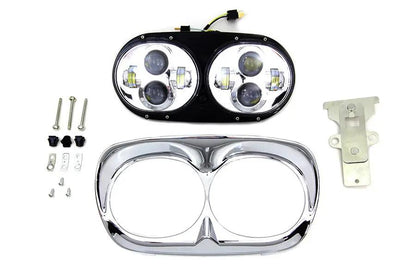 Wyatt Gatling Chrome Dual LED Headlamp Unit for Harley Davidson FLTR (Part #67700109 CH/CH) by Wyatt Gatling