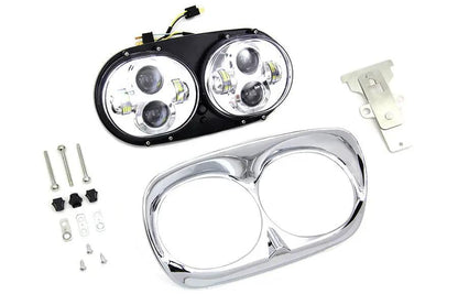 Wyatt Gatling Chrome Dual LED Headlamp Unit for Harley Davidson FLTR (Part #67700109 CH/CH) by Wyatt Gatling