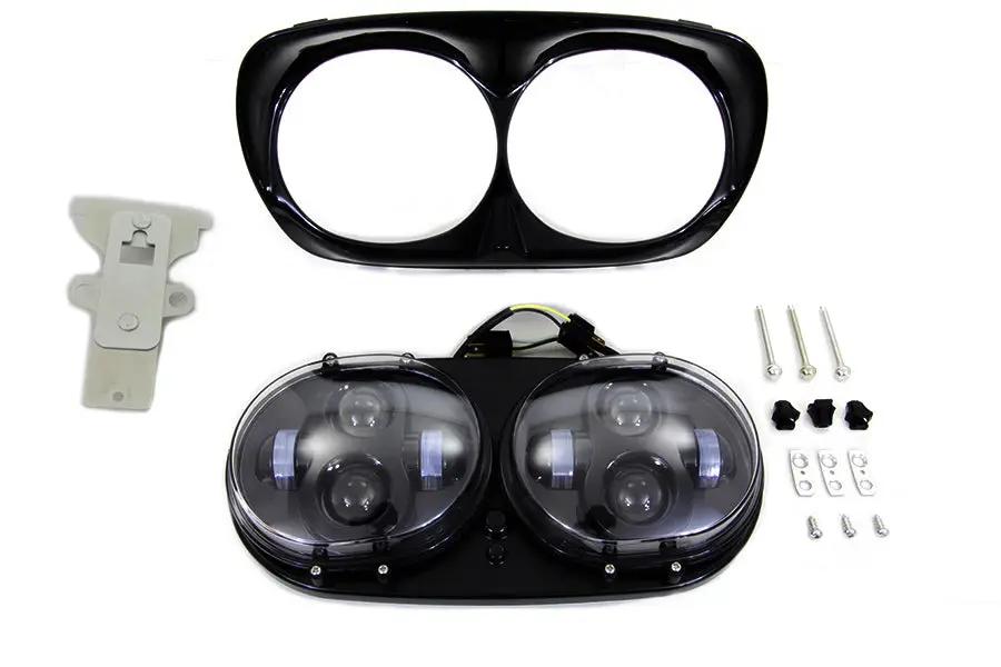 Wyatt Gatling Black Dual LED Headlamp Unit for Harley Davidson FLTR by Wyatt Gatling