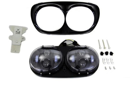 Wyatt Gatling Black Dual LED Headlamp Unit for Harley Davidson FLTR by Wyatt Gatling