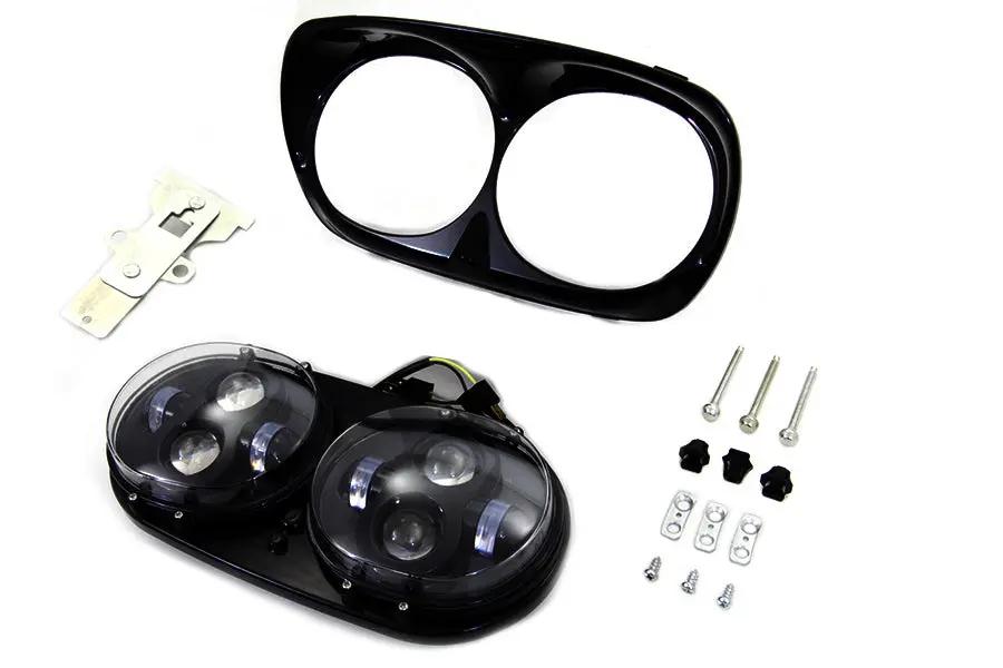 Wyatt Gatling Black Dual LED Headlamp Unit for Harley Davidson FLTR by Wyatt Gatling