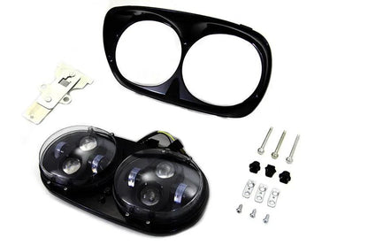 Wyatt Gatling Black Dual LED Headlamp Unit for Harley Davidson FLTR by Wyatt Gatling