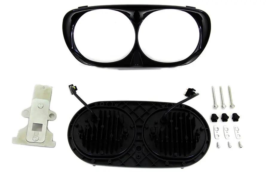 Wyatt Gatling Black Dual LED Headlamp Unit for Harley Davidson FLTR by Wyatt Gatling