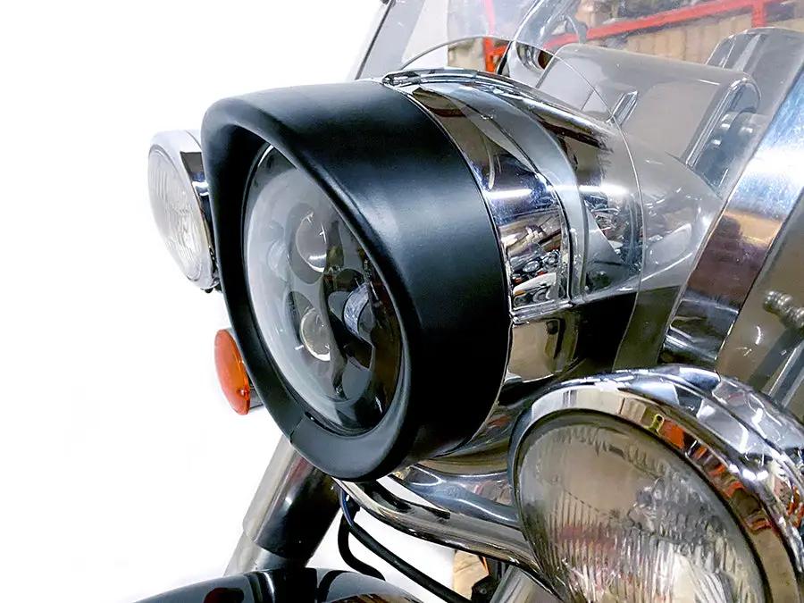 Wyatt Gatling Outer Headlamp Black Frenched Trim Ring with Visor for Harley Davidson FLT by Wyatt Gatling