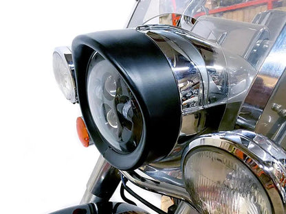 Wyatt Gatling Outer Headlamp Black Frenched Trim Ring with Visor for Harley Davidson FLT by Wyatt Gatling