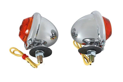 Wyatt Gatling Chrome Turn Signal Set Bullet with Amber Lens - Part 77389A by Wyatt Gatling
