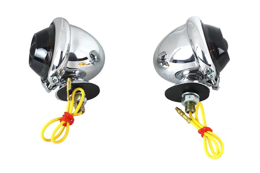 Wyatt Gatling Chrome Turn Signal Set Bullet with Smoked Lens - Part 77389S by Wyatt Gatling