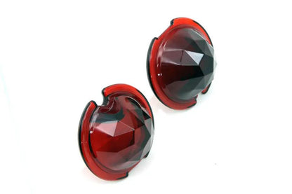 Wyatt Gatling Tail Lamp Glass Lens Set Faceted Red for Harley Davidson FL (1949-1958) by Wyatt Gatling