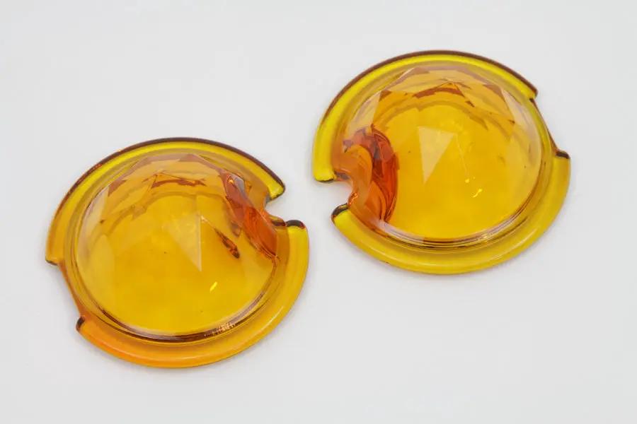 Wyatt Gatling 33-1139 Amber Faceted Tail Lamp Lens Set for Harley Davidson FL by Wyatt Gatling
