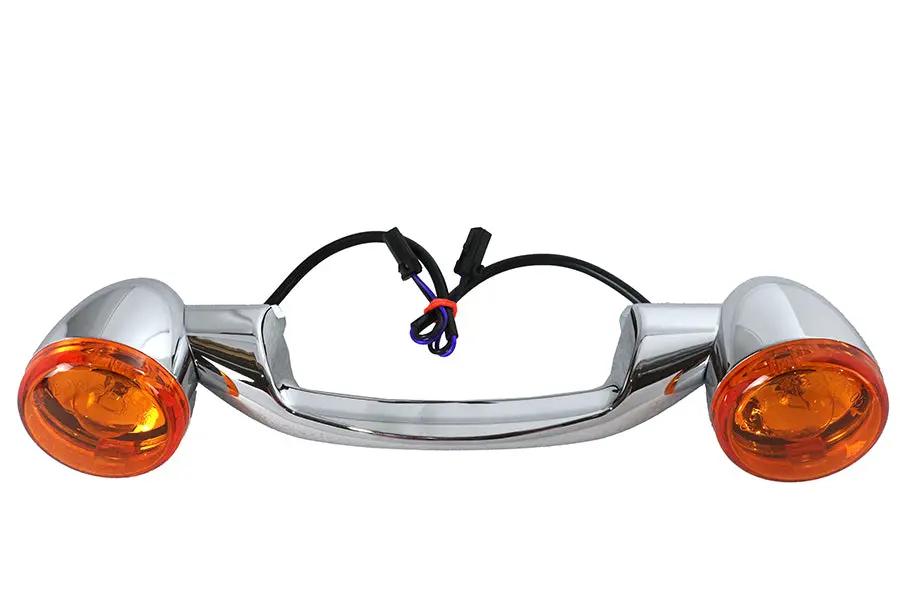 Wyatt Gatling Chrome Revox Turn Signal Bar with Lamps for Harley Davidson FLST (2000-2009) by Wyatt Gatling