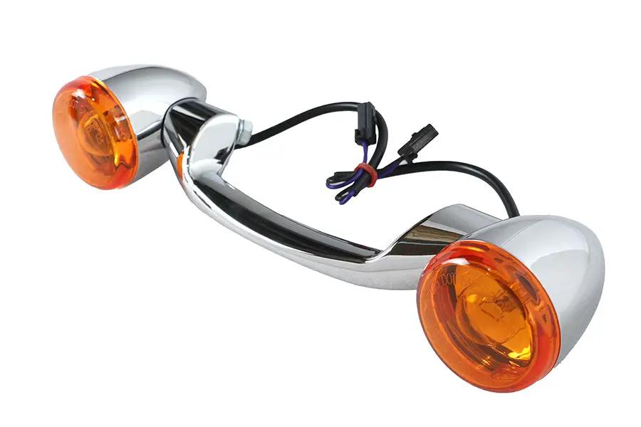 Wyatt Gatling Chrome Revox Turn Signal Bar with Lamps for Harley Davidson FLST (2000-2009) by Wyatt Gatling