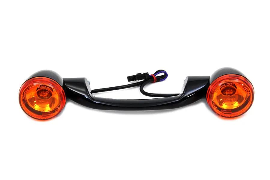 Wyatt Gatling Black Revox Turn Signal Bar with Lamps for Harley Davidson FLST (2000-2009) by Wyatt Gatling