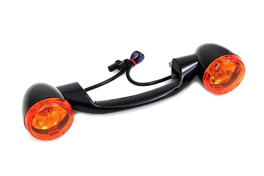 Wyatt Gatling Black Revox Turn Signal Bar with Lamps for Harley Davidson FLST (2000-2009) by Wyatt Gatling