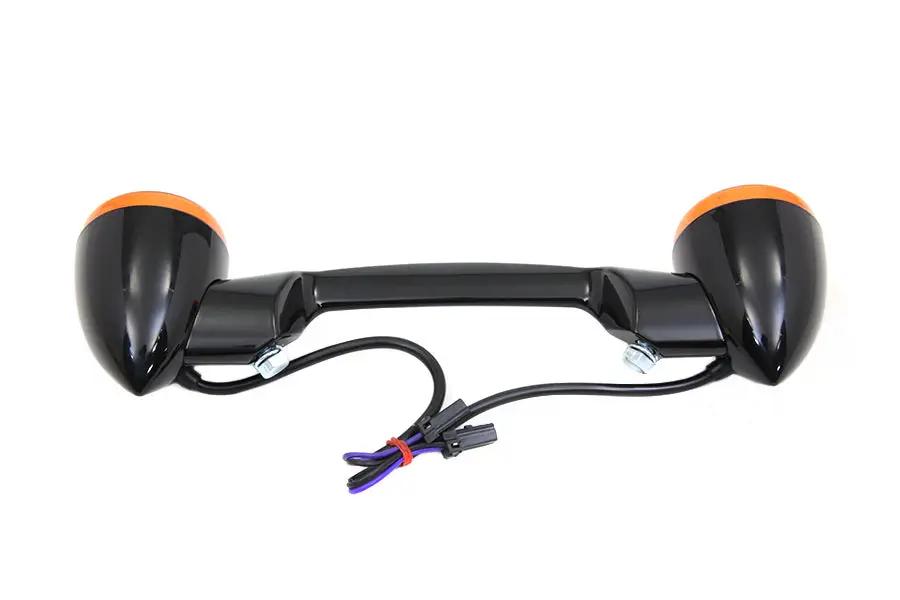 Wyatt Gatling Black Revox Turn Signal Bar with Lamps for Harley Davidson FLST (2000-2009) by Wyatt Gatling