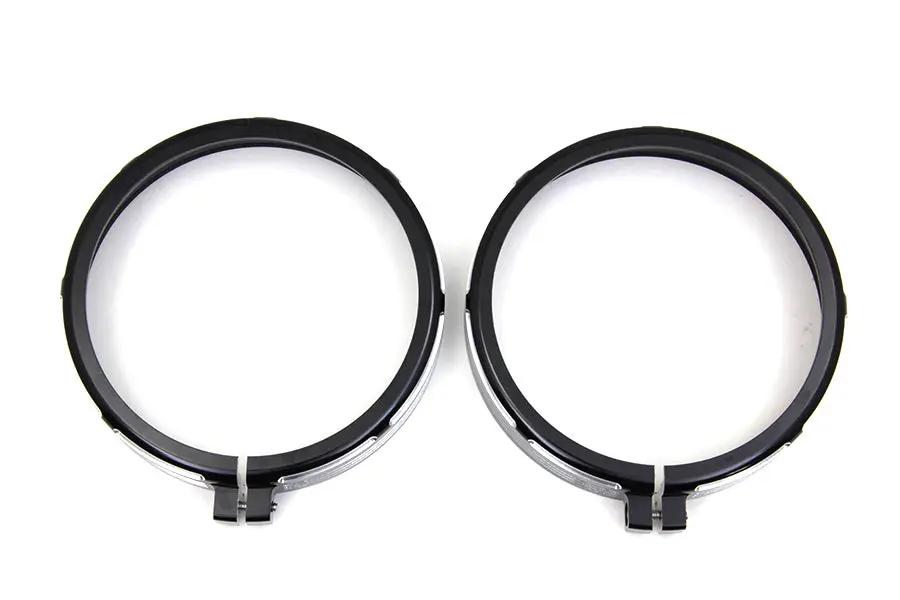 Wyatt Gatling Billet Spotlamp Trim Set Black for Harley Davidson FL (1962-1971) by Wyatt Gatling