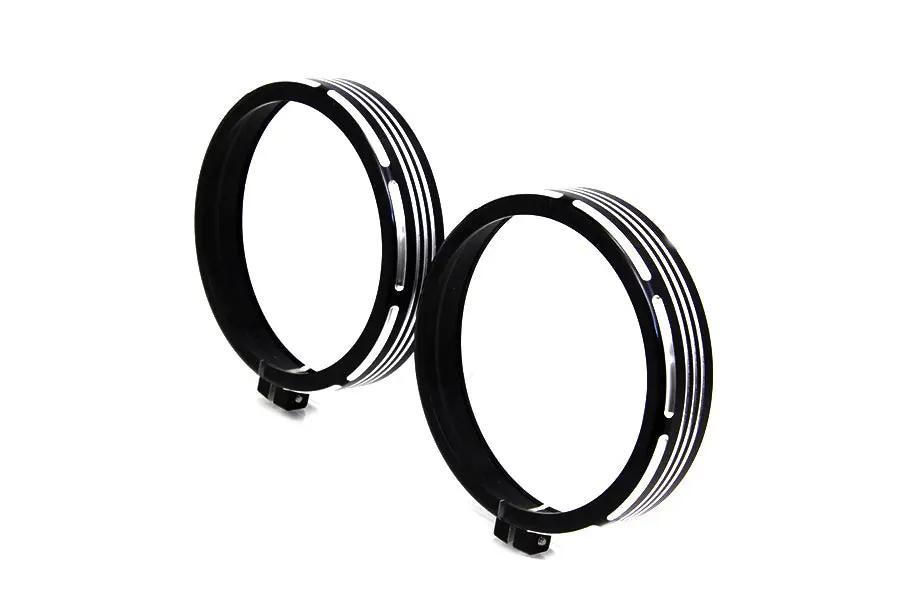 Wyatt Gatling Billet Spotlamp Trim Set Black for Harley Davidson FL (1962-1971) by Wyatt Gatling