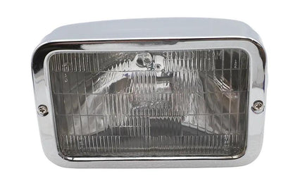 Wyatt Gatling 4-1/2 Inch Rectangular Chrome Caddy Headlamp - 12 Volt Beam with Side Mount and Indicator Light by Wyatt Gatling