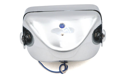 Wyatt Gatling 4-1/2 Inch Rectangular Chrome Caddy Headlamp - 12 Volt Beam with Side Mount and Indicator Light by Wyatt Gatling