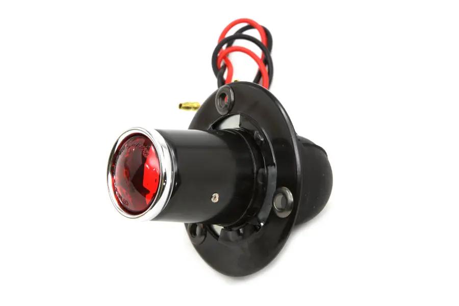 Wyatt Gatling 63512 Black 1 inch Round Tail Lamp with Red Lens and Chrome Rim by Wyatt Gatling