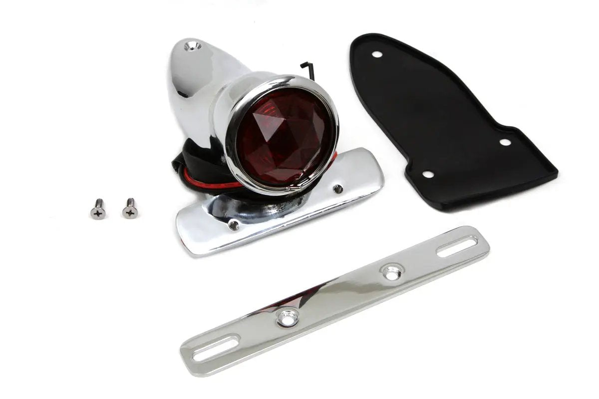V-Twin Bates Bobber Tail Lamp Assembly Chrome with Mount Gasket and Accessories by V-Twin