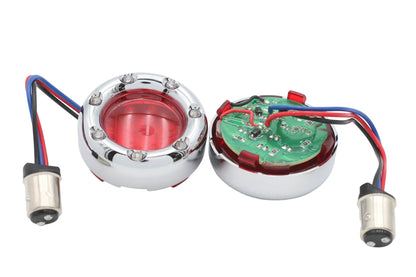 Wyatt Gatling Chrome LED Turn Signal Bezel with Red Lens - Part 77924 by Wyatt Gatling